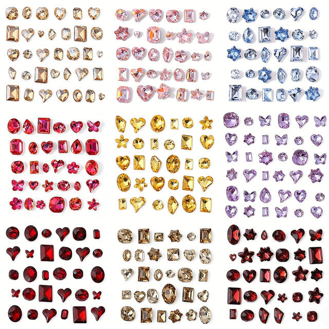 Colorful Pointed-Bottom Irregular-Shaped Rhinestones Mixed Decorations, Colorful Rhinestones, Candy Soda Internet Celebrity Nail Art Rhinestones, Whole Batch of Sparkling Decorations detail 2