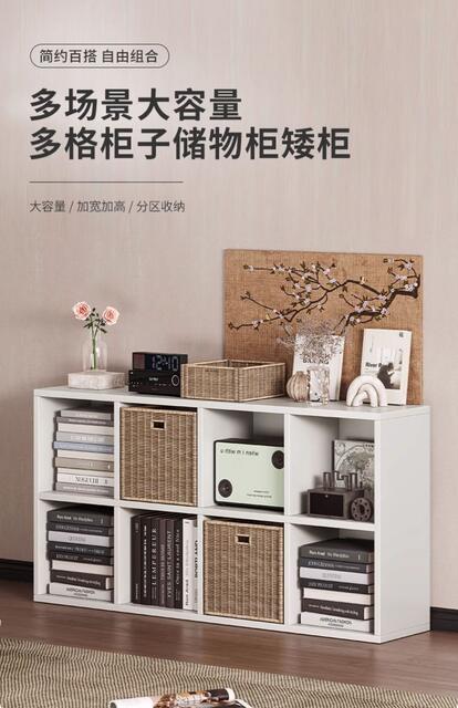 Simple Floor-Standing Bookshelf Against the Wall for Storage and Display, Multi-Compartment Display Cabinet, Economical Free Combination Living Room Storage Rack detail 2