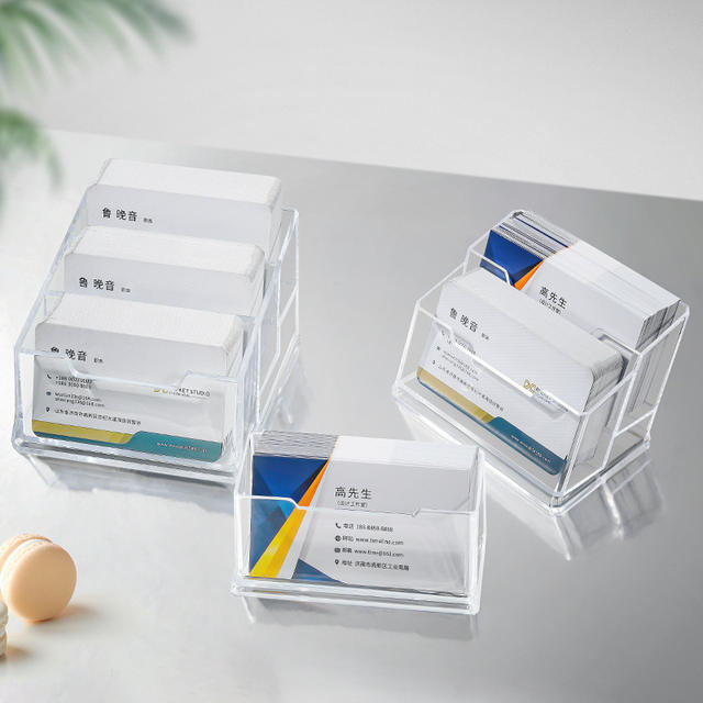 High-End Business Simple Transparent Acrylic Card Business Card Storage Box Large Capacity Multi-Functional Business Card Holder detail 4