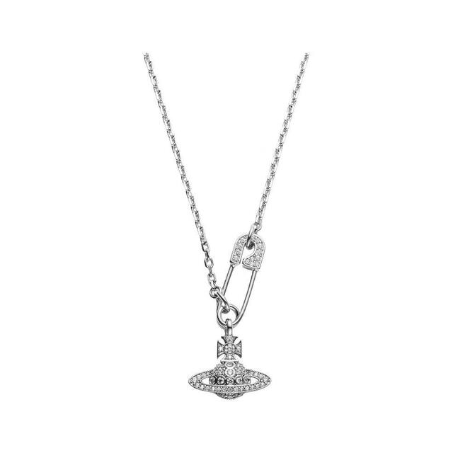 Empress Dowager Boutique Saturn Pin Necklace Girls New Entry Luxury Pape Pendant Niche High-end Clavicle Chain detail 11