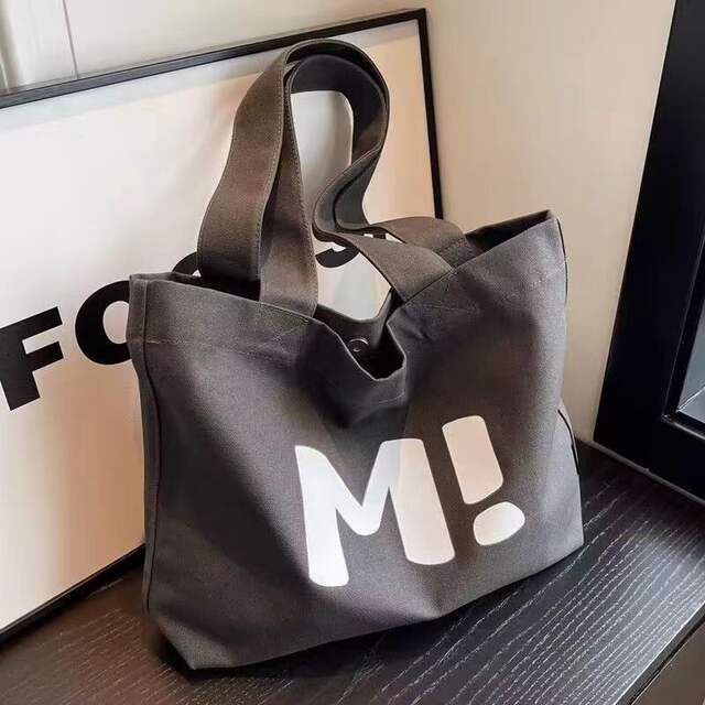 Canvas Bag Women's Large Capacity Strong Supermarket Shopping Bag Simple All-match 2024 New Shoulder Hand Tote Bag