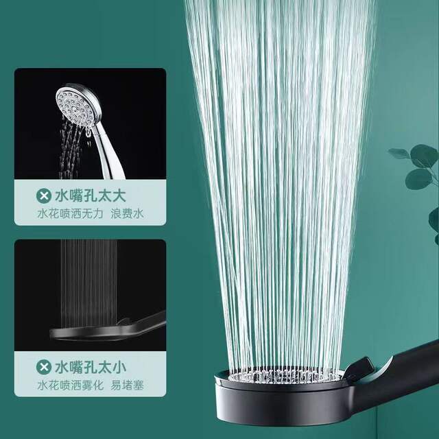 Black Samurai Five-speed Pressurized Shower Shower Head Bathroom Bath Handheld Portable Multifunctional Energy Saving detail 6