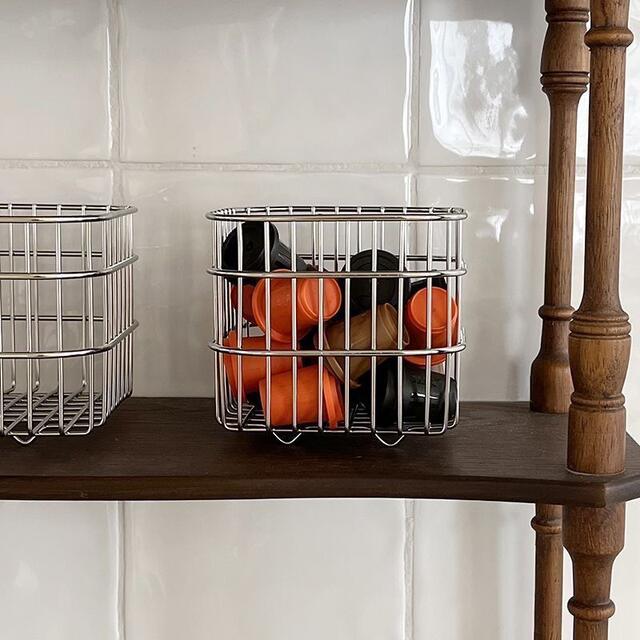 Ins Stainless Steel Storage Basket Square Metal Household Desktop Miscellaneous Storage Basket Cosmetics Organization Storage Basket detail 9