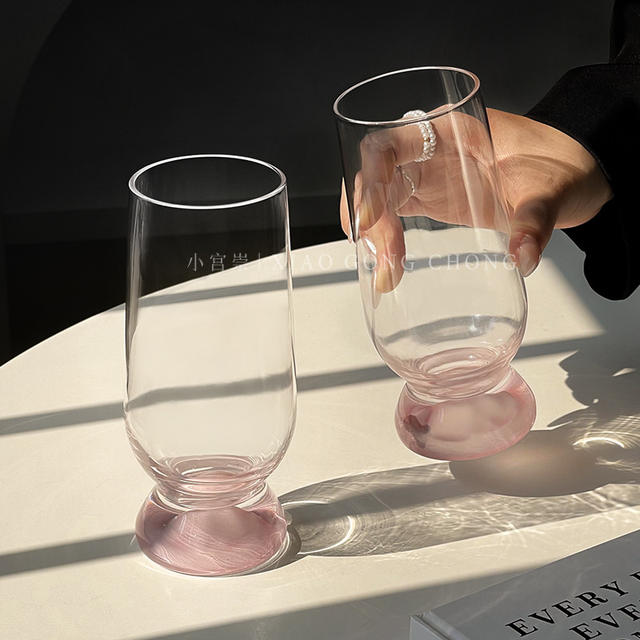Ins-Style Pink Mountain Range Thick-Bottomed Mountain View Cup, High Aesthetic Creative Glass Cup, Coffee Cup, Beer Cup, Juice Cup detail 1