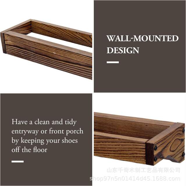 Wooden Wall-Mounted Shoe Rack Storage Shelf Hanging Shoe Organizer Entryway Shoe Storage Rack Wooden Shoe Rack detail 11