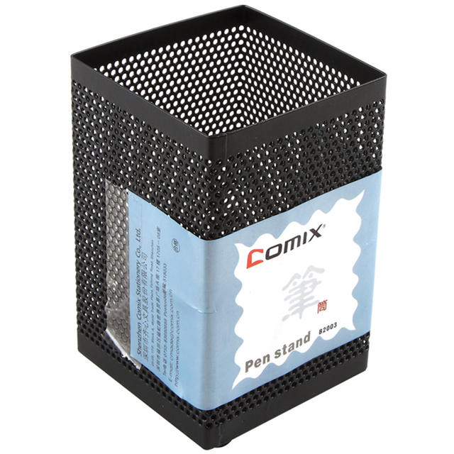 Qixin B2003 Square Pen Holder Metal Wire Mesh Black