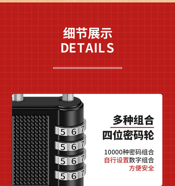 in stock 4 digit combination lock padlock gym warehouse door anti-theft lock metal outdoor large wardrobe padlock detail 11