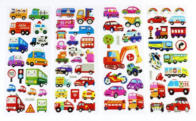 Engineering Vehicle Stickers, Transportation Bubble Stickers, Children's Cartoon Car Three-Dimensional Stickers, Cross-Border Birthday Party Gifts detail 8