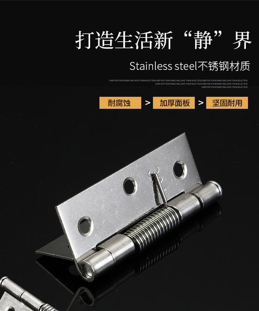 Directly Supplied from the Source, Automatic Closing and Rebound Hinge, 304 Stainless Steel Spring Folding Hinge with Buffer detail 2