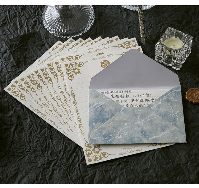 Morning foam gilded envelope letterhead suit channel style relief texture handwritten love letter valentine's day paint envelope detail 11