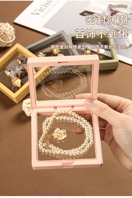 in stock jewelry storage box PE film suspension box transparent display necklace earrings color packaging jewelry gift box detail 8