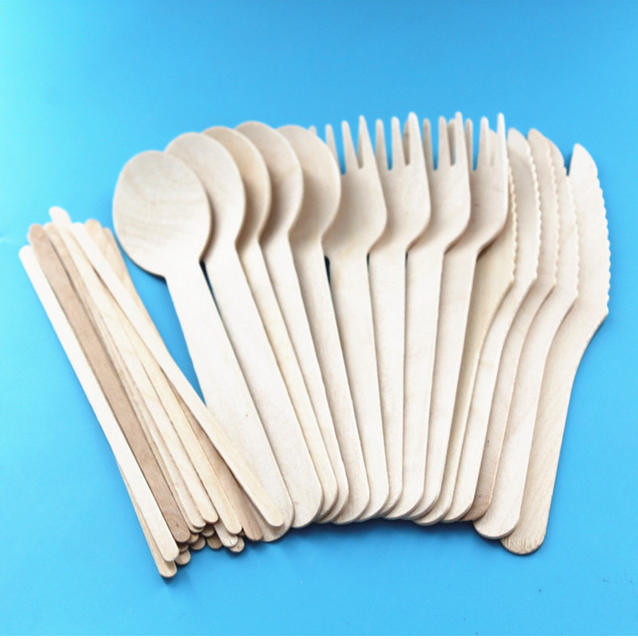 Disposable spoon disposable wooden fork wooden spoon wooden knife 50 wooden spoon coffee stick dessert spoon detail 1