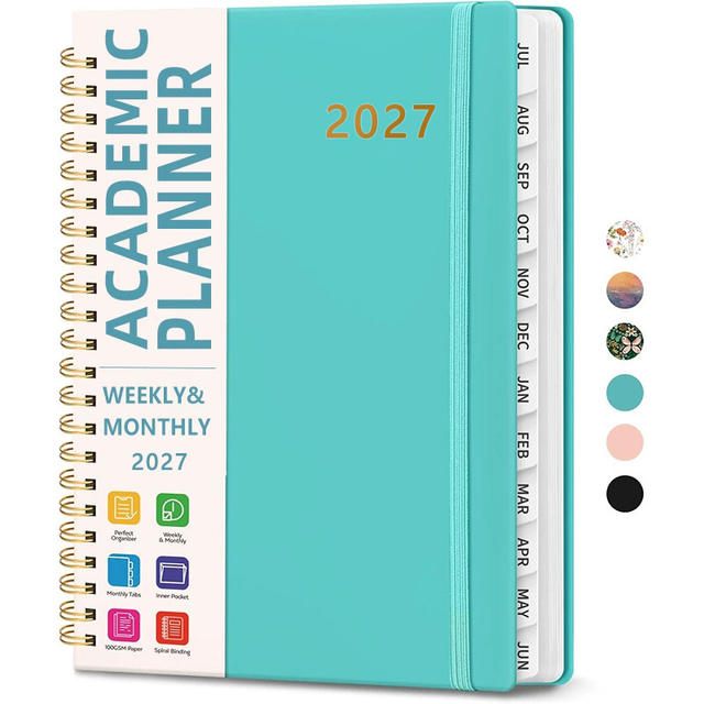 Cross-Border Amazon A5 Notebook Customized 2027 English Annual Planner Spiral-Bound Schedule Notebook Notepad detail 9