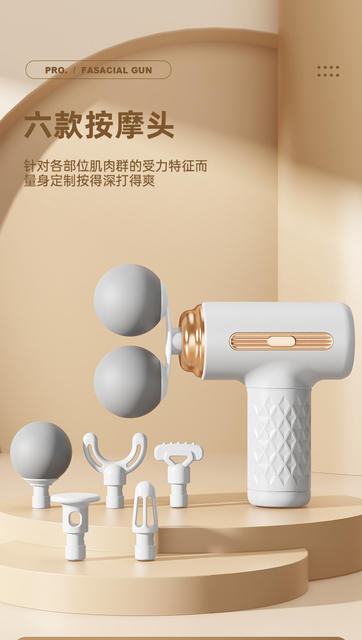 Double-Head Fascia Gun Muscle Relaxation Massager Smart Mini Vibration Impact Gun Portable Digital Display Wireless Massage Gun detail 9