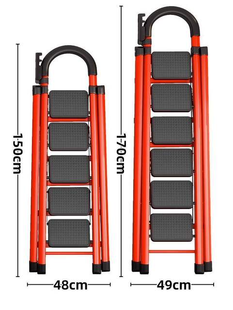 Ladder Household Folding Ladder Thickened Carbon Steel Herringbone Ladder Mobile Staircase Telescopic Ladder Step Ladder Multi-Functional Indoor Ladder detail 7