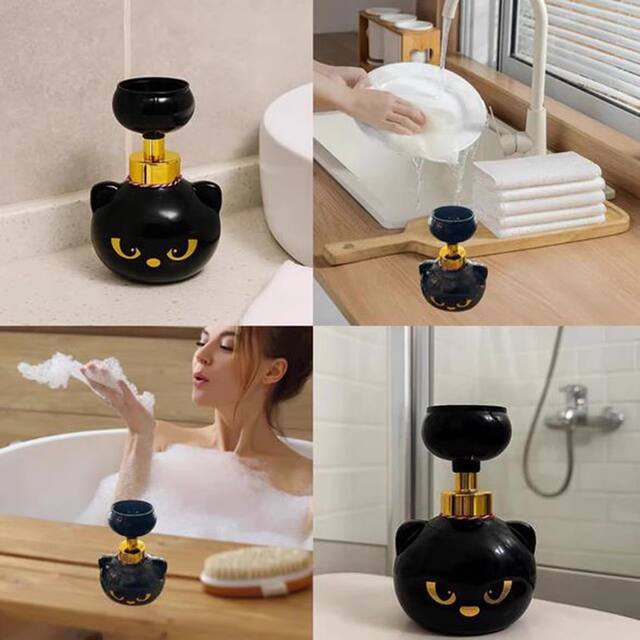 Cross-Border New Product Tk New Product Black Cat Claw Shape Cute Cartoon Shape Foam Soap Squeeze Dispenser for Home Use detail 6
