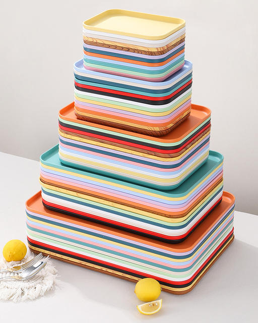 Cross-Border Rectangular Plastic Tray for Home Use, Hotel, Restaurant Serving Tray, Restaurant Tray, Bakery Storage Tray detail 3