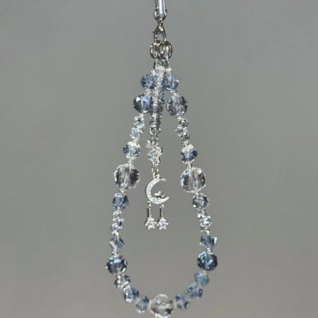 【Ocean Blue Glacier】New Summer Style Ice-Clear Sugar Cube Beaded Phone Chain, Exquisite and Dazzling Niche Phone Lanyard detail 1