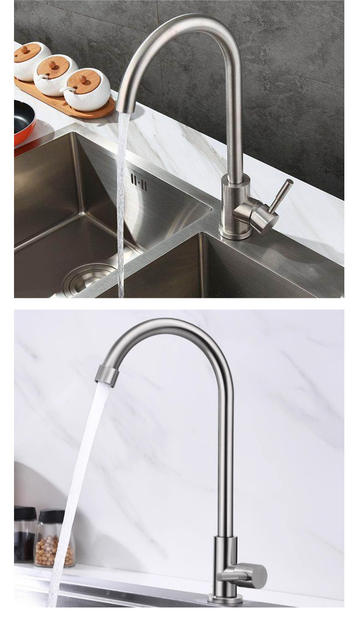 Kitchen Faucet with Hot and Cold Water, Sink for Washing Vegetables and Dishes, Stainless Steel, Universal Rotating, Pressure-Boosting, Splash-Proof detail 12