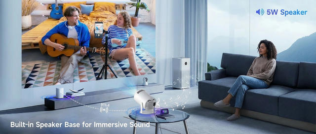 Cross-Border Popular Hy300Pro Barrel Projector for Home Use Android 11 Bluetooth 4K High-Definition Portable Projector Factory detail 4