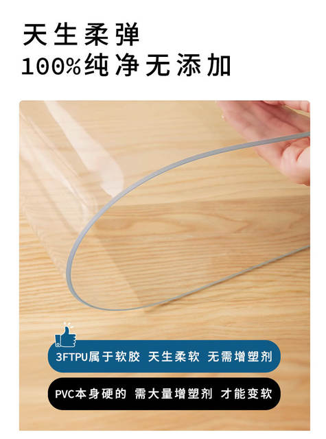 Food Grade TPU Table Mat Transparent Soft Glass Table Cloth Waterproof Oil-proof Anti-scalding Table Mat Crystal Plate Protective Film detail 2
