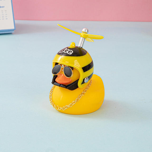 Car-mounted Wind-breaking Duck Creative Car Ornaments Electric Car Decorations Little Yellow Duck Bicycle Social Duck Vinyl Doll detail 4