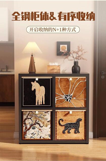 Steel Lattice Iron Art Hollow-Out Lattice Cabinet Children's Bookshelf Open Storage Free Combination Tv Cabinet Storage Cabinet detail 4