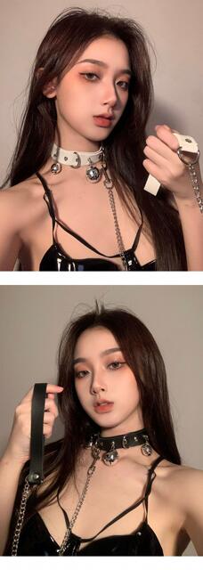 Women's Collar Bell Neck Belt Chain Neck Ring Male Clavicle Chain Neck Ring Necklace Neck Chain Neck Ring Leather One Piece detail 1