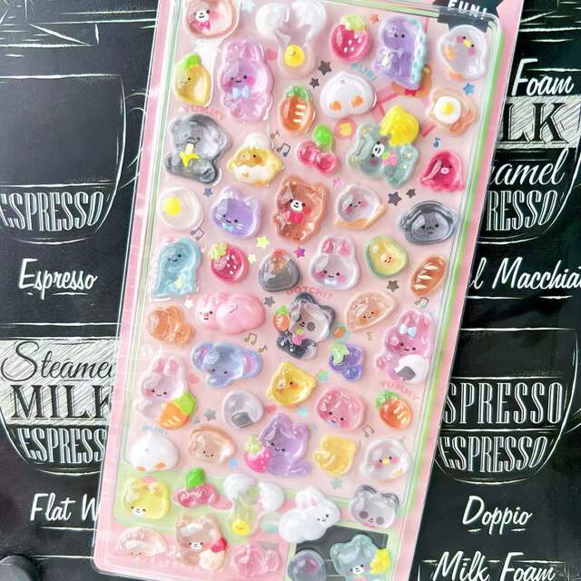 Cartoon three-dimensional floating fun stickers crystal diamond children's decorative stickers 3D stickers cute relief stickers for girls detail 5