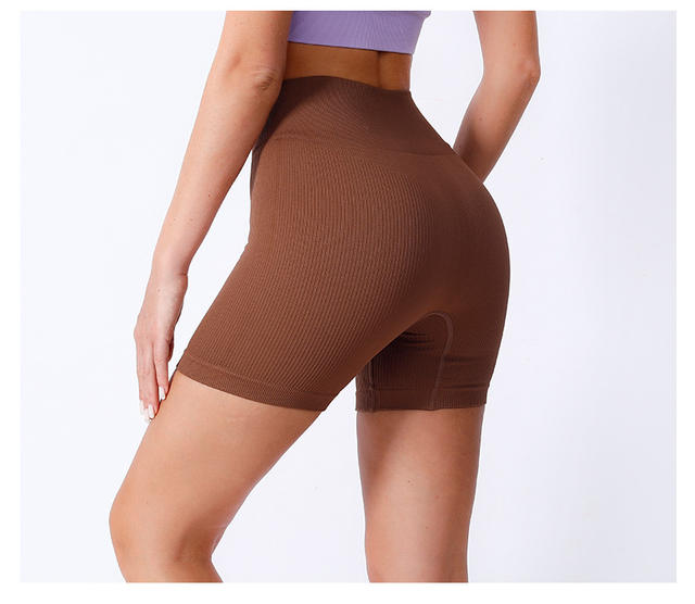 European and American Seamless Threaded Yoga Shorts, Three-Quarter Yoga Pants, Quick-Dry, Seamless, High-Waisted Sports Cycling Shorts for Women detail 9