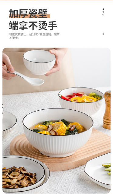 Underglaze Color Ceramic Tableware Dish Simple Nordic Style Internet Popular Dishes Household Dishes suit Microwave Oven Eating Bowl detail 12