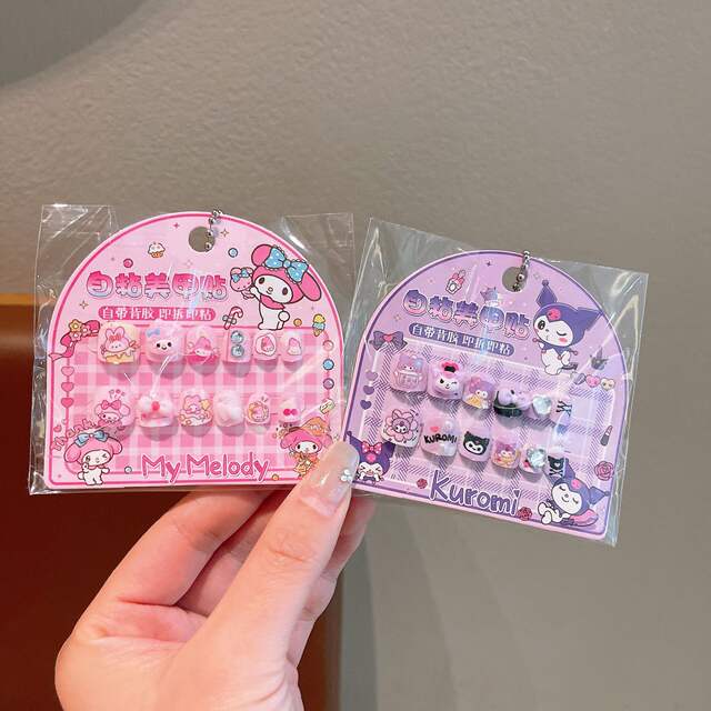 New Cartoon Children's Nail Stickers Kulomi Nail Stickers Girls Wear Armor Sanrio Stereo Sticker Patch detail 5