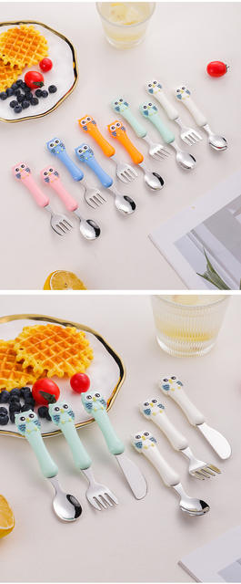 304 food grade children's portable tableware suit baby food supplement infant training spoon fork gift wholesale detail 10