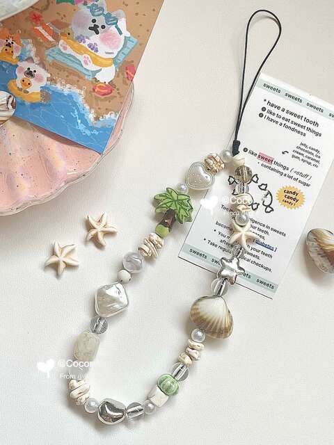 Summer Shell Fresh Phone Charm DIY Beaded Ccd Chain Charm Camera Lanyard Wrist Strap detail 5