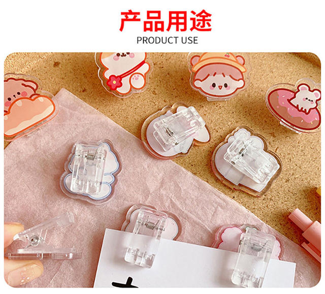 Acrylic clip stationery accessories plastic clip transparent small clip with glue file ass clip hand account PP clip diy detail 5