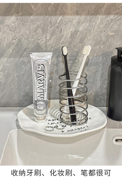 Comb Storage Rack, High-End Makeup Brush Storage Tube, Bathroom Bathroom Sink, Stainless Steel Toothbrush Storage Rack detail 3