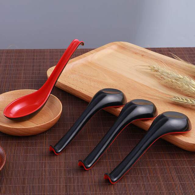 Practical Red and Black High-Temperature Melamine Spoon, Imitation Porcelain Long-Handled Spoon, Anti-Scalding and Anti-Slip Soup Spoon, Noodle Spoon Manufacturer detail 7