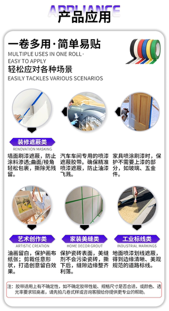 Masking Tape, Strong Adhesive White Decoration, Beautiful Seam Spray Paint, Color Separation Paper, Does Not Damage the Primer, Does Not Residual Glue, Masking Tape detail 6