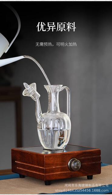 Transparent Imitation Song Pot Glass Imperial Concubine Pot High Borosilicate Glass Green Teapot Electric Ceramic Stove Tea Boiling Xiaoqing Orange Teapot detail 6