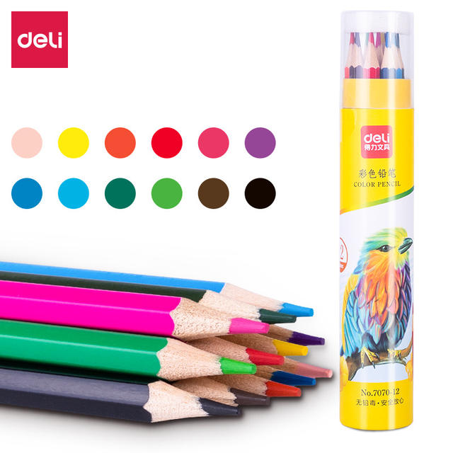Deli colored lead Chinese elegant pencil water soluble oily professional hand-painted painting colored pencil suit wholesale