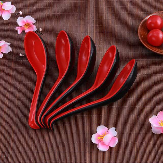 Practical Red and Black High-Temperature Melamine Spoon, Imitation Porcelain Long-Handled Spoon, Anti-Scalding and Anti-Slip Soup Spoon, Noodle Spoon Manufacturer detail 5