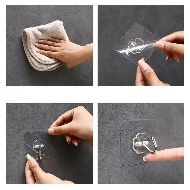 Hook with Strong Adhesive, No Drilling Required, Strong Load-Bearing Adhesive Hook, Transparent Traceless Wall Hook, Bathroom Adhesive Hook detail 9