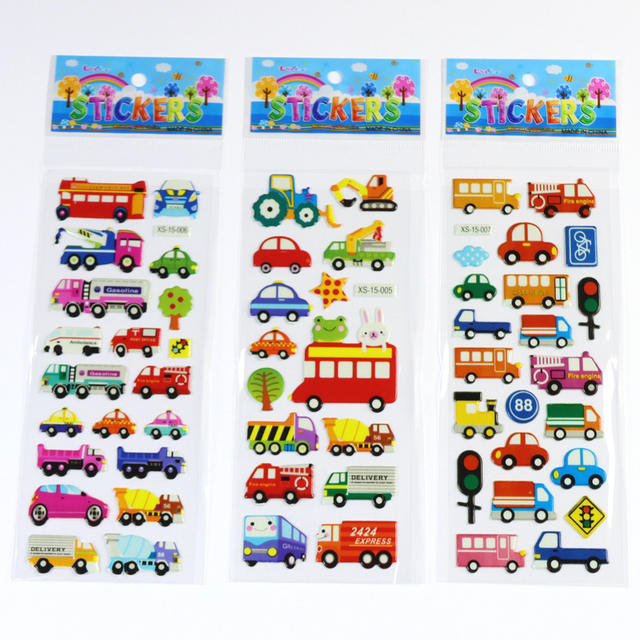 Engineering Vehicle Stickers, Transportation Bubble Stickers, Children's Cartoon Car Three-Dimensional Stickers, Cross-Border Birthday Party Gifts detail 3