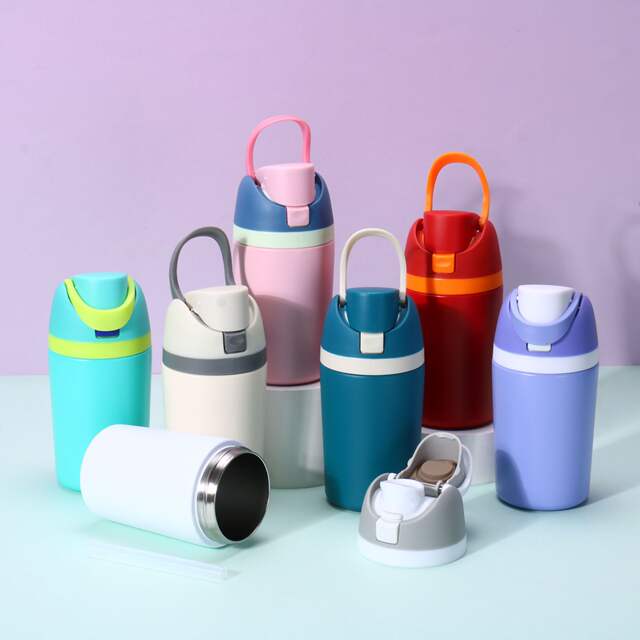 Amazon's New 12oz Sports Water Cup Thermos Cup Customized Portable Mini Kidsren's Double-Drink Thermos Water Bottle detail 2