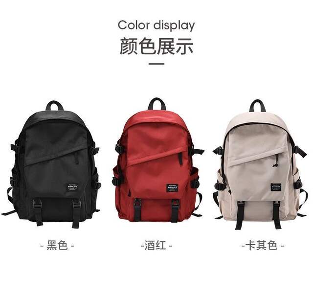 Ins Backpack Men's Simple All-match Large Capacity Casual Travel Backpack Women's Junior High School Student Senior high school College Student Schoolbag detail 7