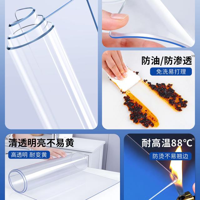 Wholesale Pvc Transparent Table Mats, Soft Glass Waterproof and Oil-Proof Plastic Dining Table Mats, Anti-Scalding, No-Wash Tablecloths, Desktop Mats detail 12