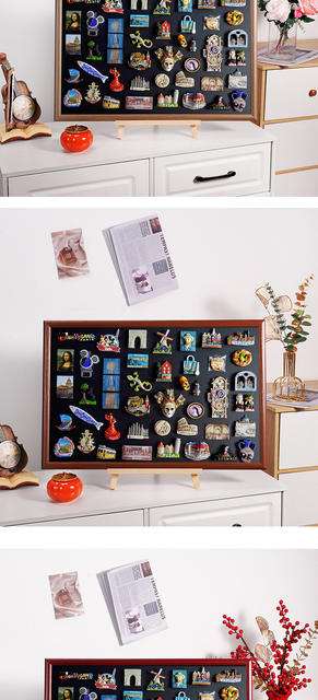 Refrigerator Magnet Display Board Magnetic Suction Small Blackboard Wall Storage Photo Frame Collection Wall Hanging Background Board with Bracket detail 6