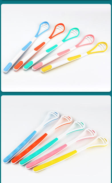 Cross-Border Spot Wholesale Tongue Brush Tongue Scraper Tongue Coating Cleaner Oral Odor Cleaning Double-Sided Tongue Scraper detail 10