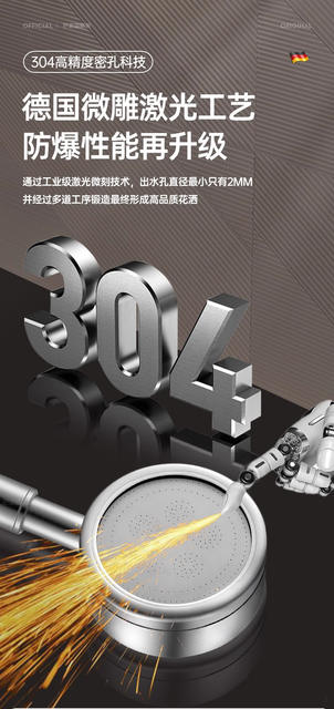 Stainless Steel Dual Turbocharged Shower Head with Super Pressure and Large Water Output, Anti-Fall Shower Head for Bathroom detail 12