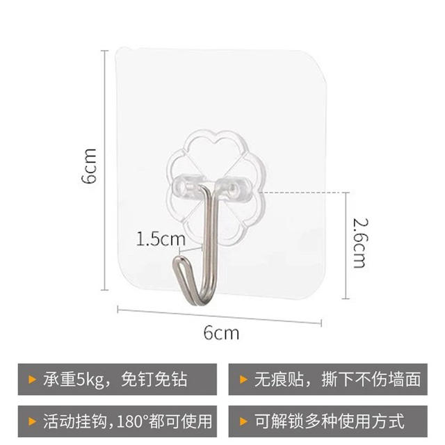 Hook with Strong Adhesive, No Drilling Required, Strong Load-Bearing Adhesive Hook, Transparent Traceless Wall Hook, Bathroom Adhesive Hook detail 3